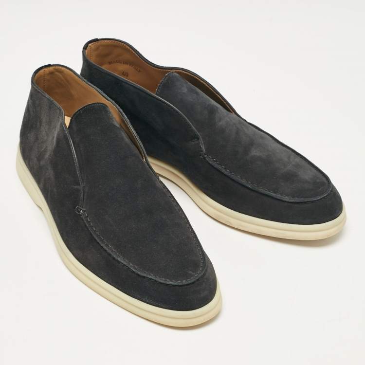 Pre Owned Loro Piana Navy Blue Suede Summer Walk Boots 40