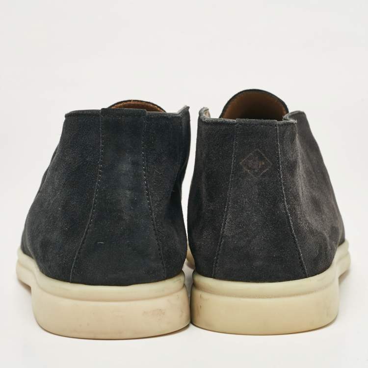 Pre Owned Loro Piana Navy Blue Suede Summer Walk Boots 40