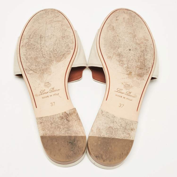 Pre Owned Loro Piana Grey Suede Summer Charms Mules Size 37