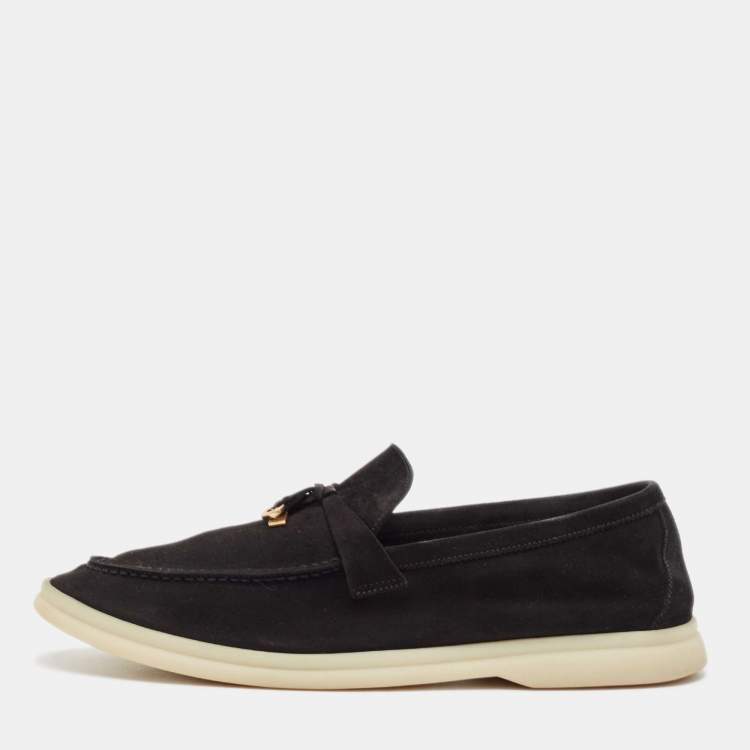 Pre Owned Loro Piana Black Suede Summer Charms Walk Loafers Size 39.5
