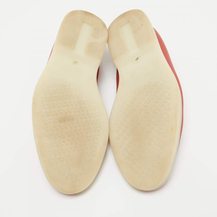 Pre Owned Loro Piana Red Leather Summer Walk Loafers Size 35