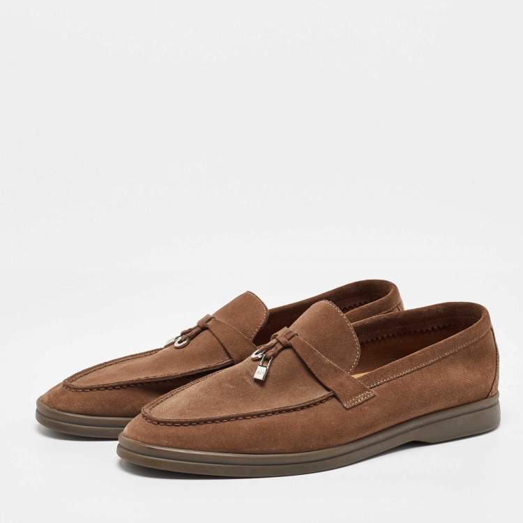 Pre Owned Loro Piana Brown Suede Summer Charms Walk Loafers Size 40