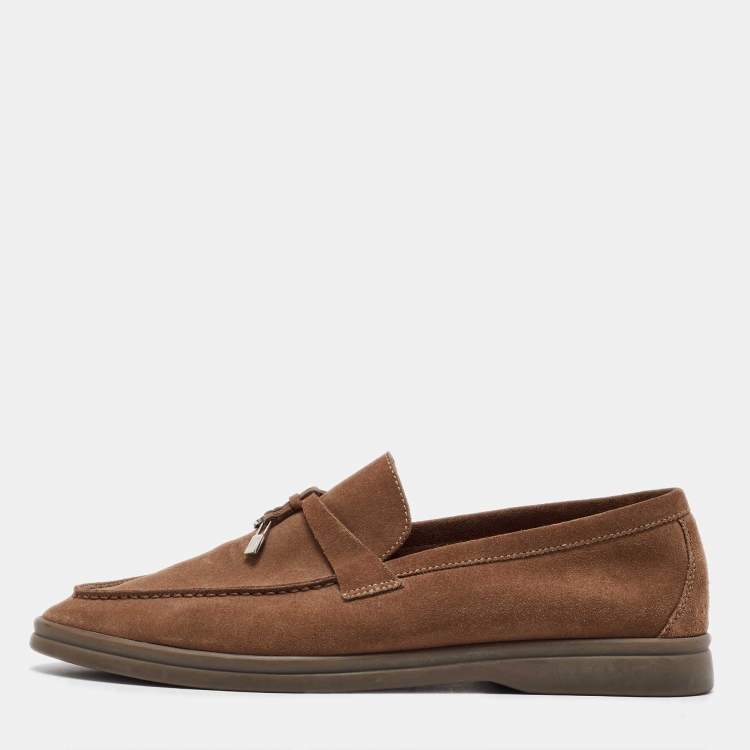Pre Owned Loro Piana Brown Suede Summer Charms Walk Loafers Size 40