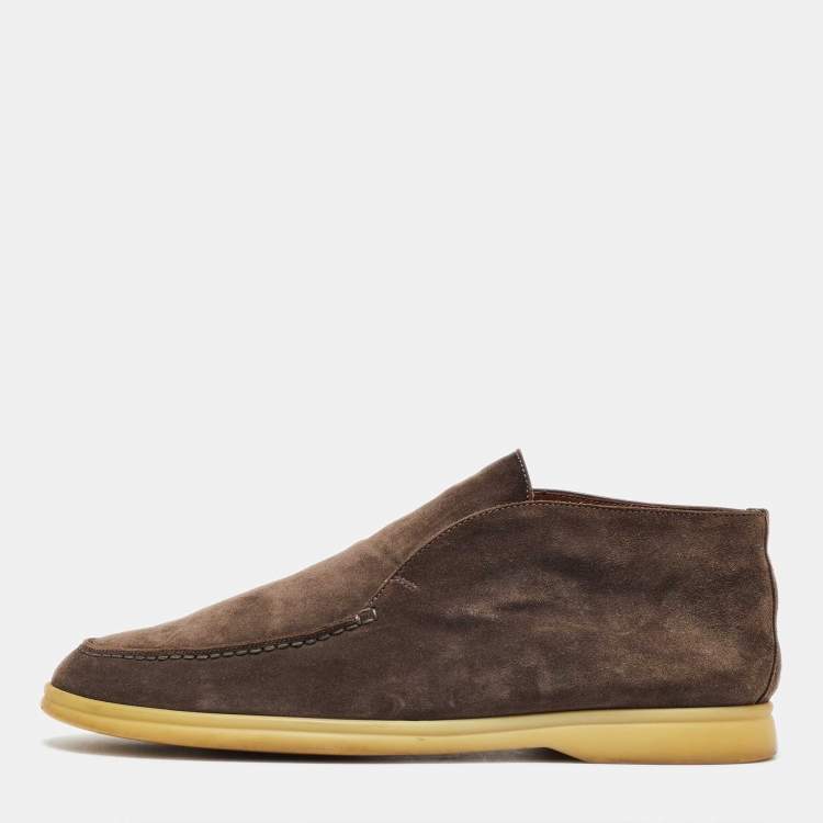 Pre Owned Loro Piana Oak Grey Suede Open Walk Ankle Length Boots Size 40