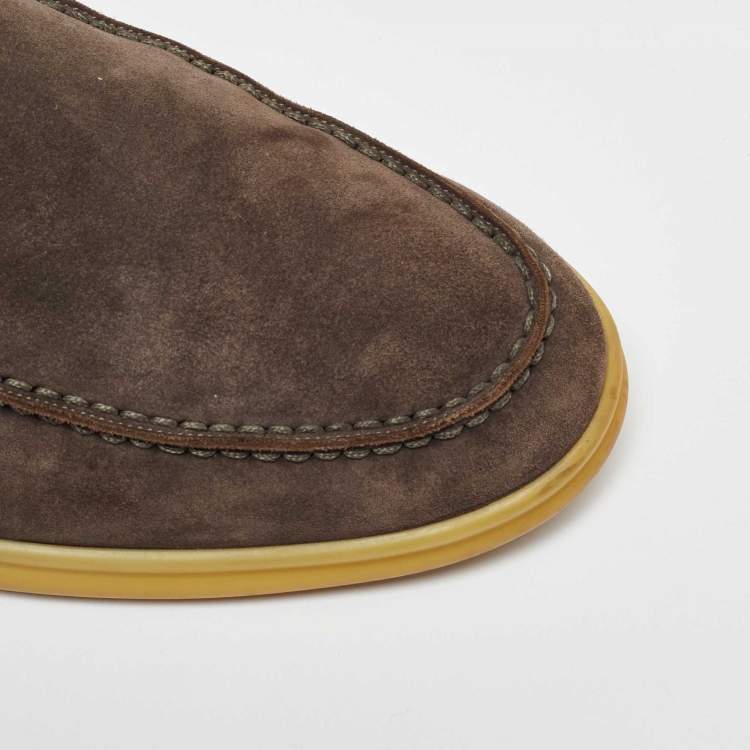 Pre Owned Loro Piana Oak Grey Suede Open Walk Ankle Length Boots Size 40