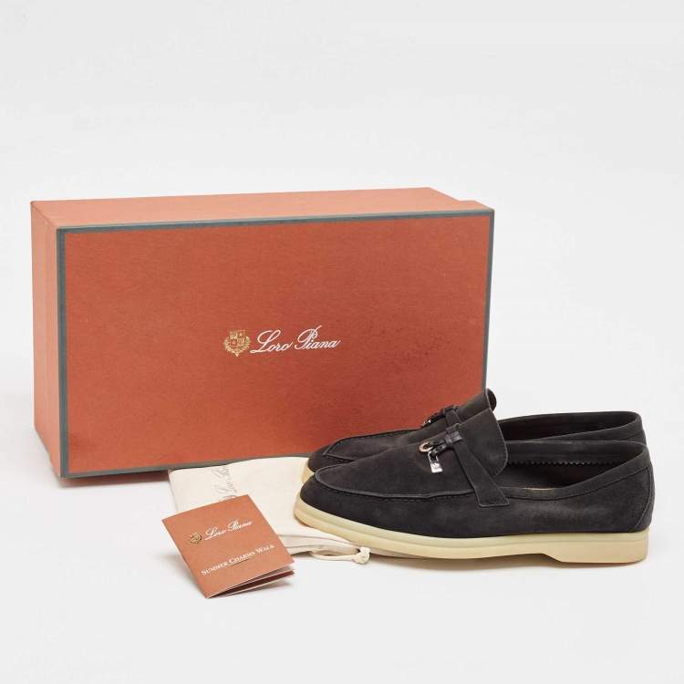 Pre Owned Loro Piana Black Suede Summer Charms Walk Loafers Size 38