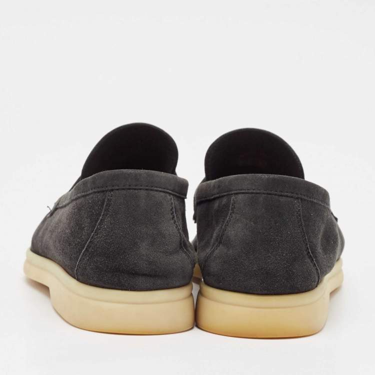 Pre Owned Loro Piana Black Suede Summer Charms Walk Loafers Size 38