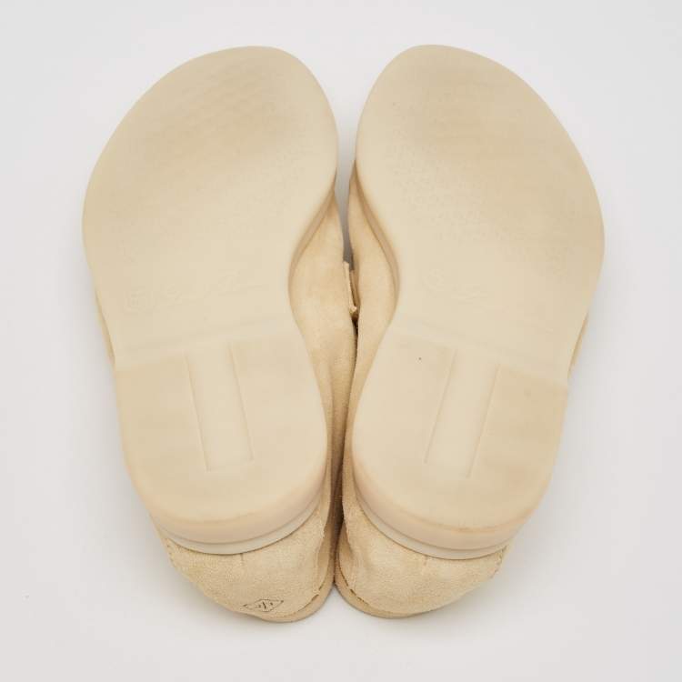 Pre Owned Loro Piana Beige Suede Summer Charms Walk Loafers Size 37