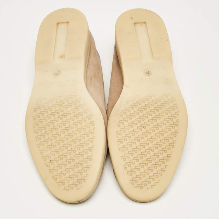 Pre Owned Loro Piana Beige Suede Summer Charms Walk Loafers Size 36.5