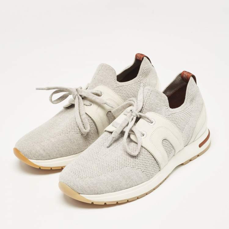 Pre Owned Loro Piana Grey Wool 360 LP Flexy Walk Low Top Sneakers Size 36