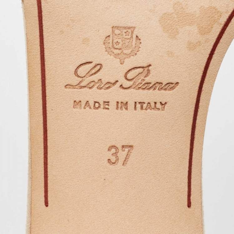 Pre Owned Loro Piana Beige Suede Summer Charms Slide Sandals Size 37