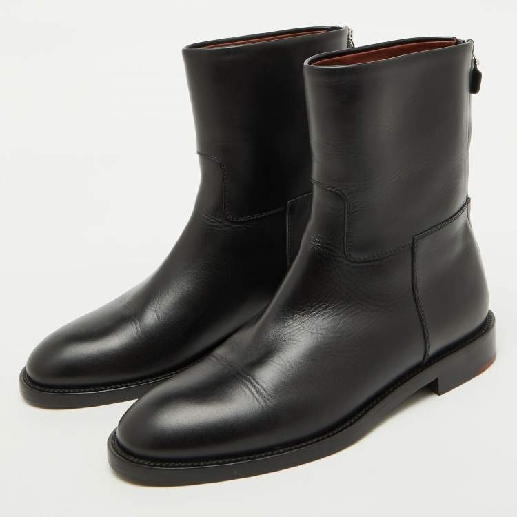 Pre Owned Loro Piana Black Leather Decker Ankle Length Boots Size 40