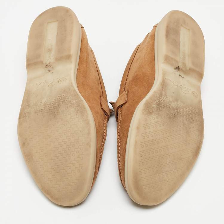Pre Owned Loro Piana Brown Suede Summer Charms Walk Loafers Size 37