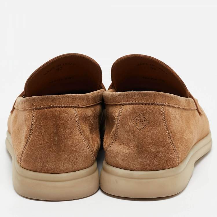 Pre Owned Loro Piana Brown Suede Summer Charms Walk Loafers Size 37