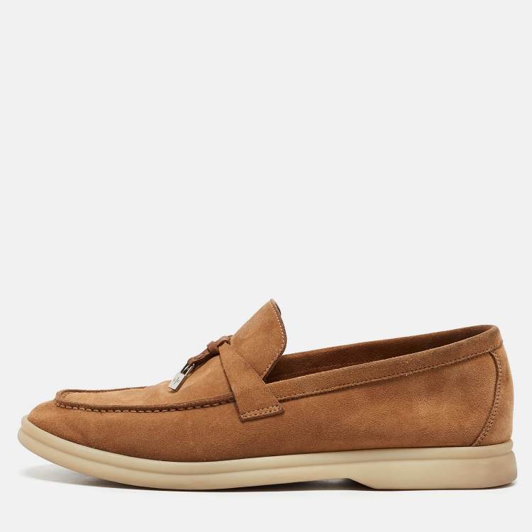 Pre Owned Loro Piana Brown Suede Summer Charms Walk Loafers Size 37