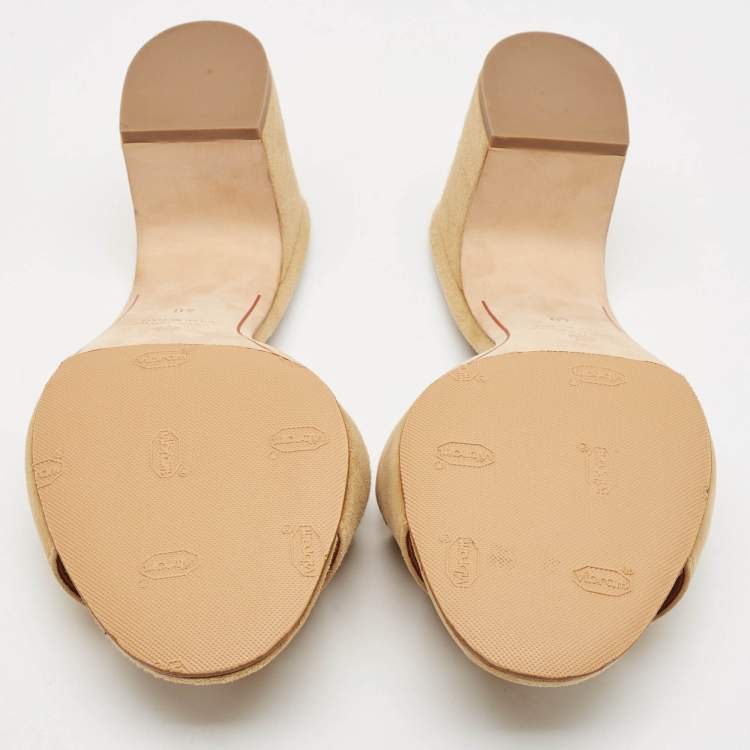 Pre Owned Loro Piana Beige Suede Summer Charms Walk Slide Sandals Size 40