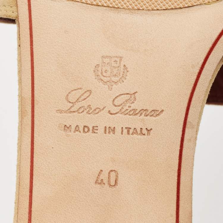 Pre Owned Loro Piana Beige Suede Summer Charms Walk Slide Sandals Size 40