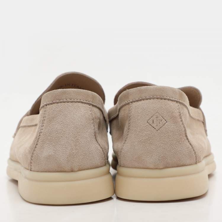 Pre Owned Loro Piana Beige Suede Summer Charms Walk Loafers Size 38