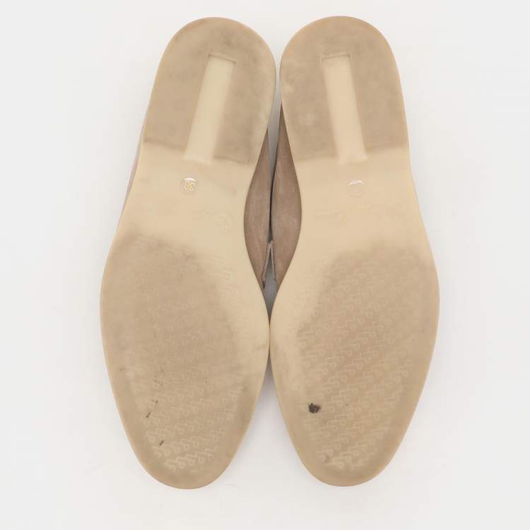 Pre Owned Loro Piana Beige Suede Summer Charms Walk Loafers Size 38