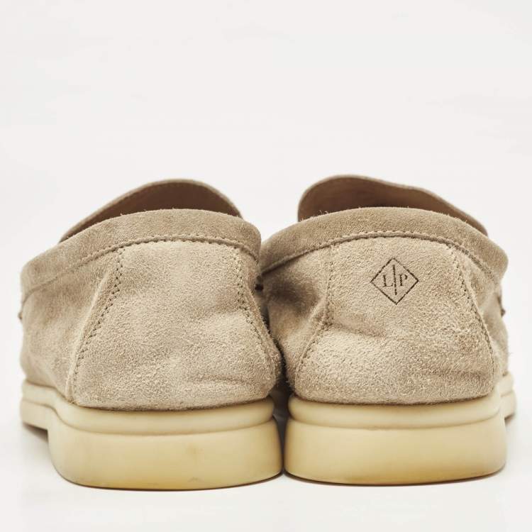 Pre Owned Loro Piana Beige Suede Summer Charms Walk Loafers Size 39
