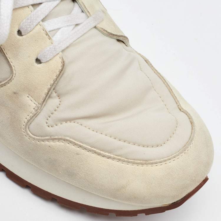 Pre Owned Loro Piana White/Cream Suede and Neoprene My Wind Sneakers Size 37