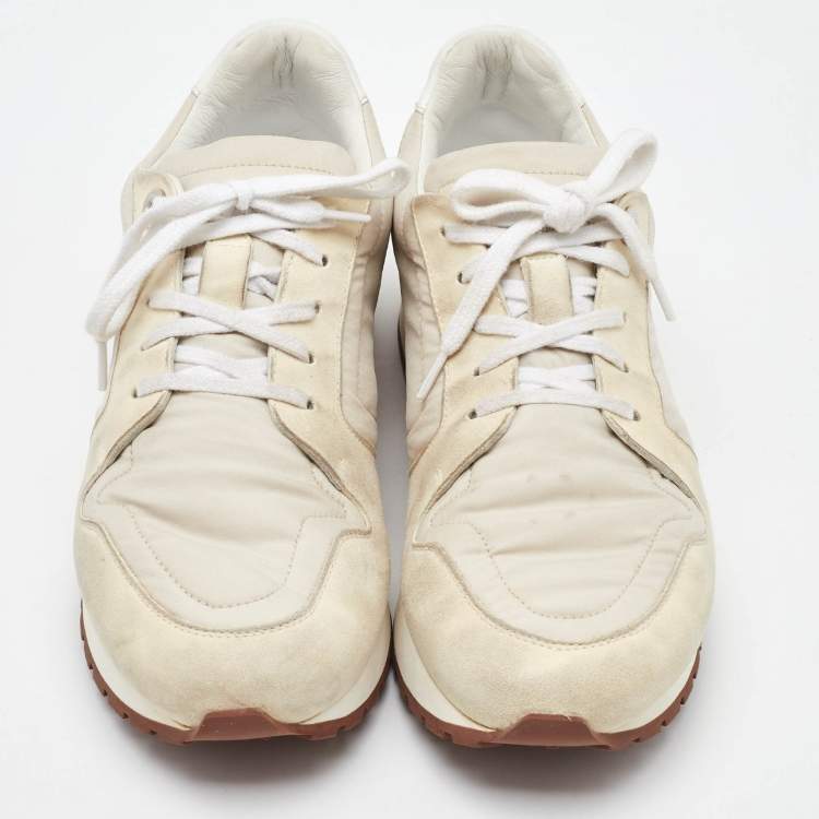Pre Owned Loro Piana White/Cream Suede and Neoprene My Wind Sneakers Size 37