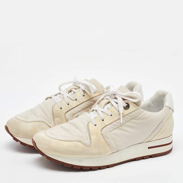 Pre Owned Loro Piana White/Cream Suede and Neoprene My Wind Sneakers Size 37