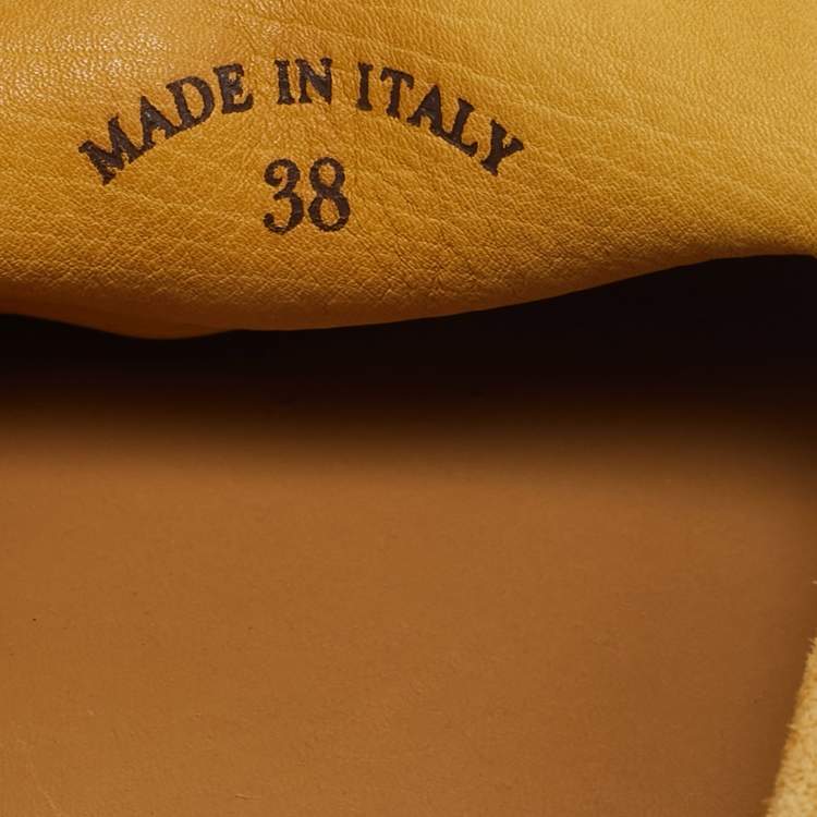 Pre Owned Loro Piana Yellow Suede Summer Charms Walk Loafers Size 38