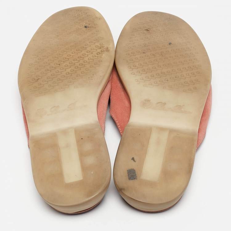 Pre Owned Loro Piana Pink Suede Babouche Charms Walk  Sandals Size 40.5