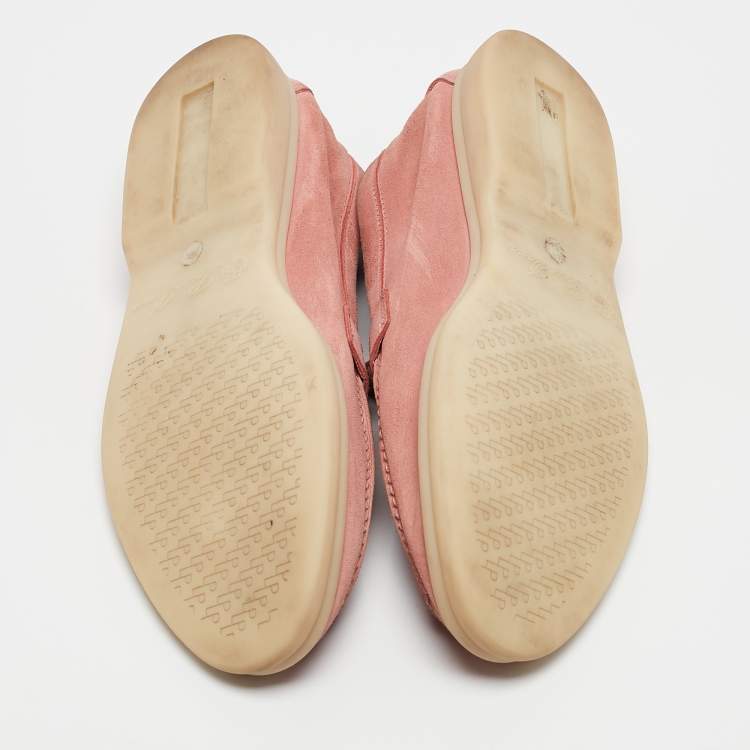 Pre Owned Loro Piana Pink Suede Summer Charms Walk Loafers Size 36.5