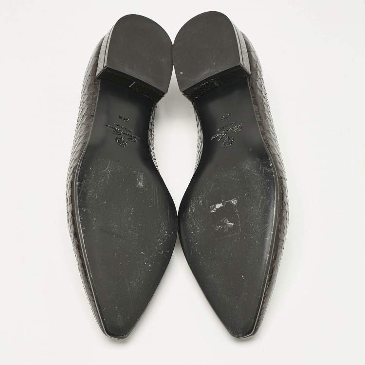 Pre Owned Loro Piana Brown Python Rebecca Ballet Flats Size 37.5