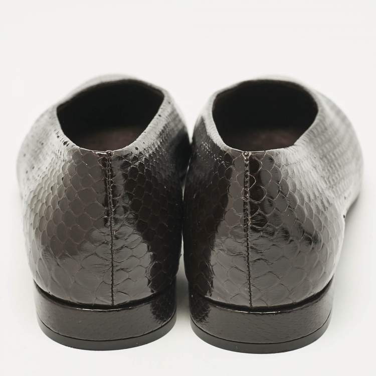 Pre Owned Loro Piana Brown Python Rebecca Ballet Flats Size 37.5