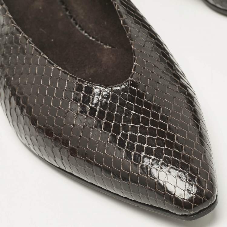 Pre Owned Loro Piana Brown Python Rebecca Ballet Flats Size 37.5