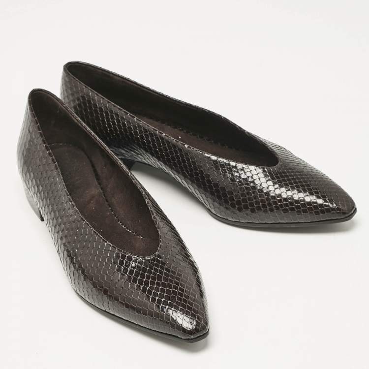 Pre Owned Loro Piana Brown Python Rebecca Ballet Flats Size 37.5