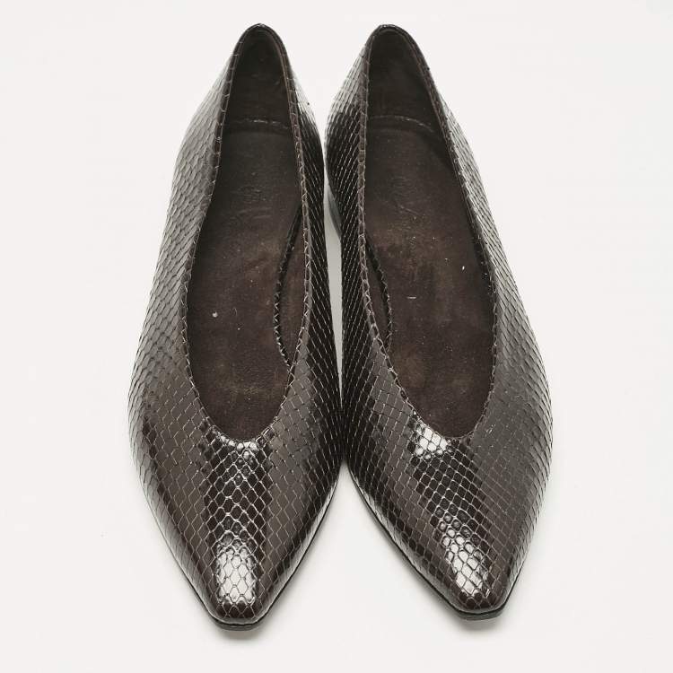 Pre Owned Loro Piana Brown Python Rebecca Ballet Flats Size 37.5