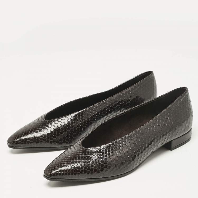 Pre Owned Loro Piana Brown Python Rebecca Ballet Flats Size 37.5