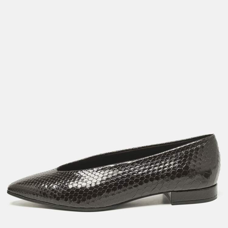 Pre Owned Loro Piana Brown Python Rebecca Ballet Flats Size 37.5