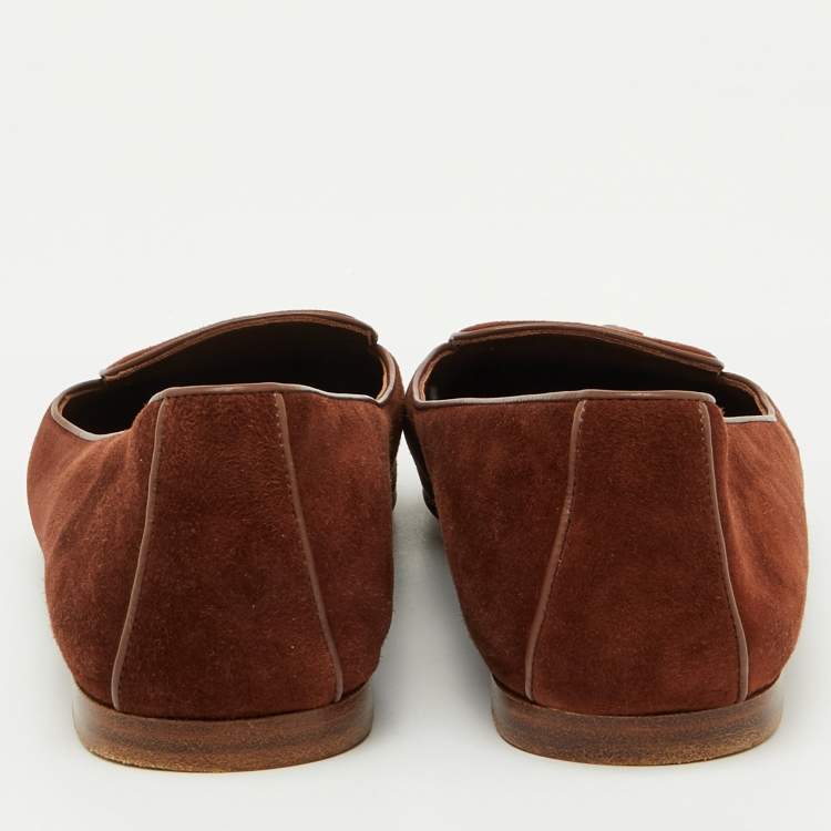 Pre Owned Loro Piana Brown Suede Tassel Dot Sole Loafers Size 40
