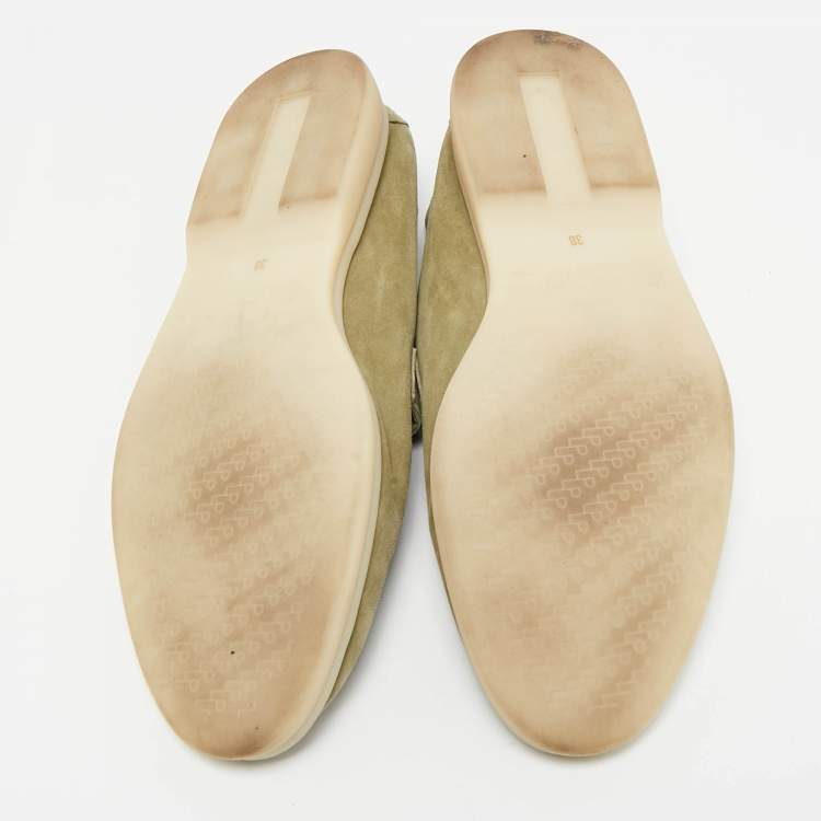 Pre Owned Loro Piana Green Suede Summer Charms Walk Loafers Size 38