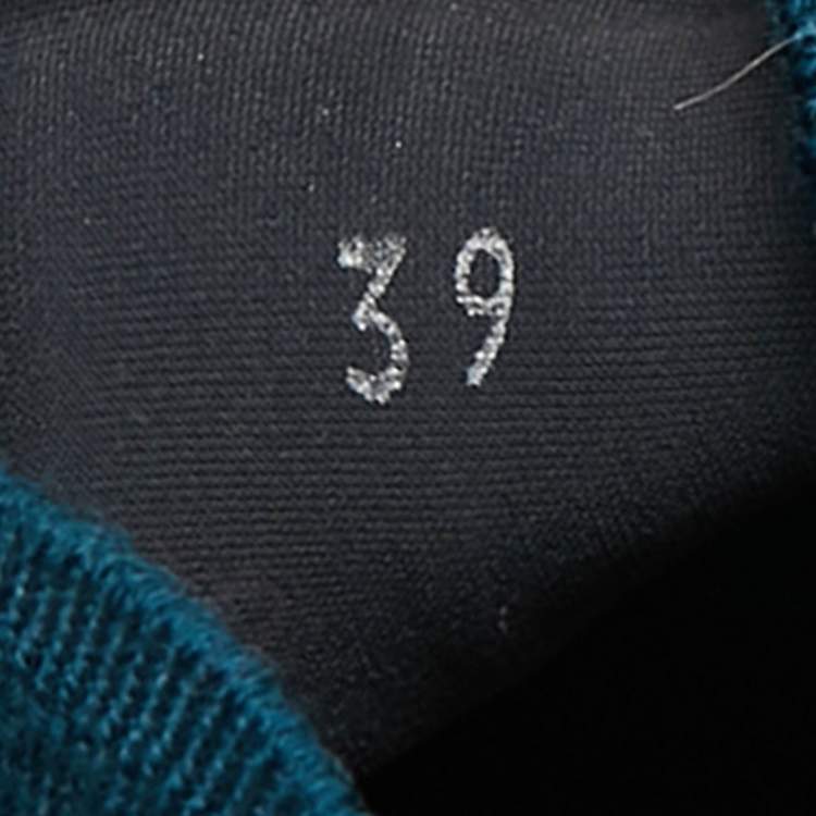 Pre Owned Loro Piana Navy Blue Suede and Open Knitted Walk Boots Size 39