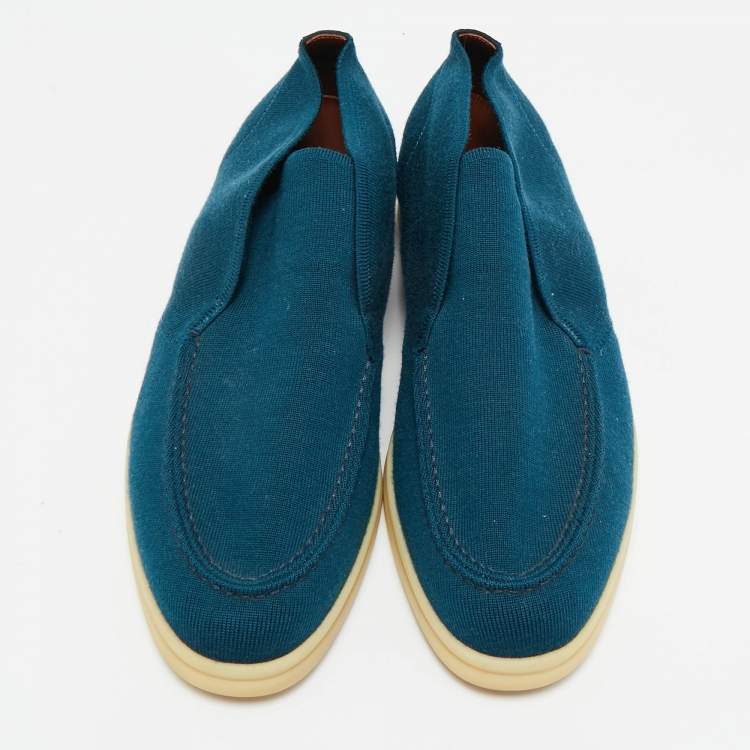 Pre Owned Loro Piana Navy Blue Suede and Open Knitted Walk Boots Size 39