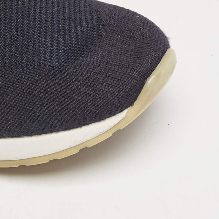 Pre Owned Loro Piana Navy Blue Knit Fabric 360 LP Flexy Walk Sneakers Size 42