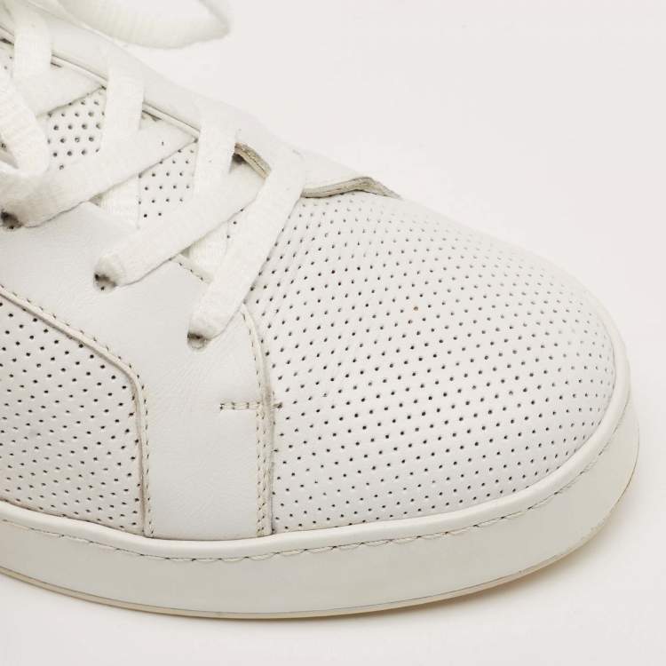 Pre Owned Loro Piana White Perforated Leather Low Top Sneakers Size 37