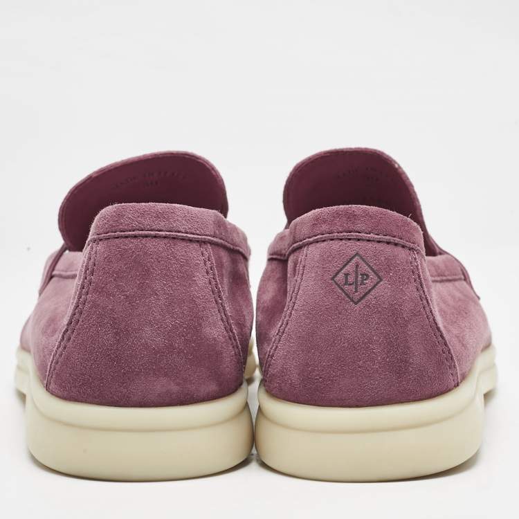 Pre Owned Loro Piana Dakr Pink Suede Summer Charms Walk Loafers Size 39