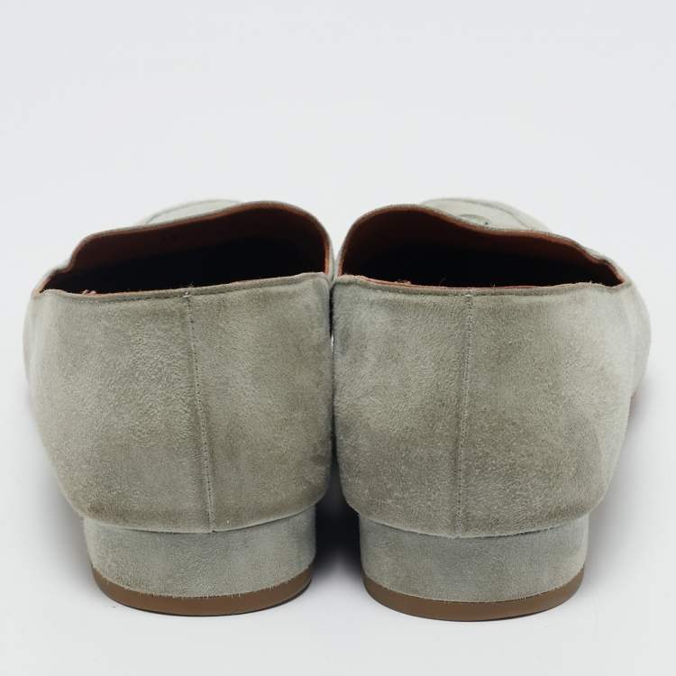 Pre Owned Loro Piana Grey Suede Summer Charms Walk Loafers Size 38.5