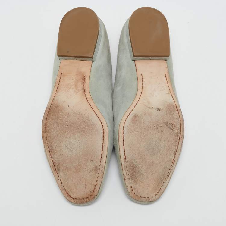 Pre Owned Loro Piana Grey Suede Summer Charms Walk Loafers Size 38.5