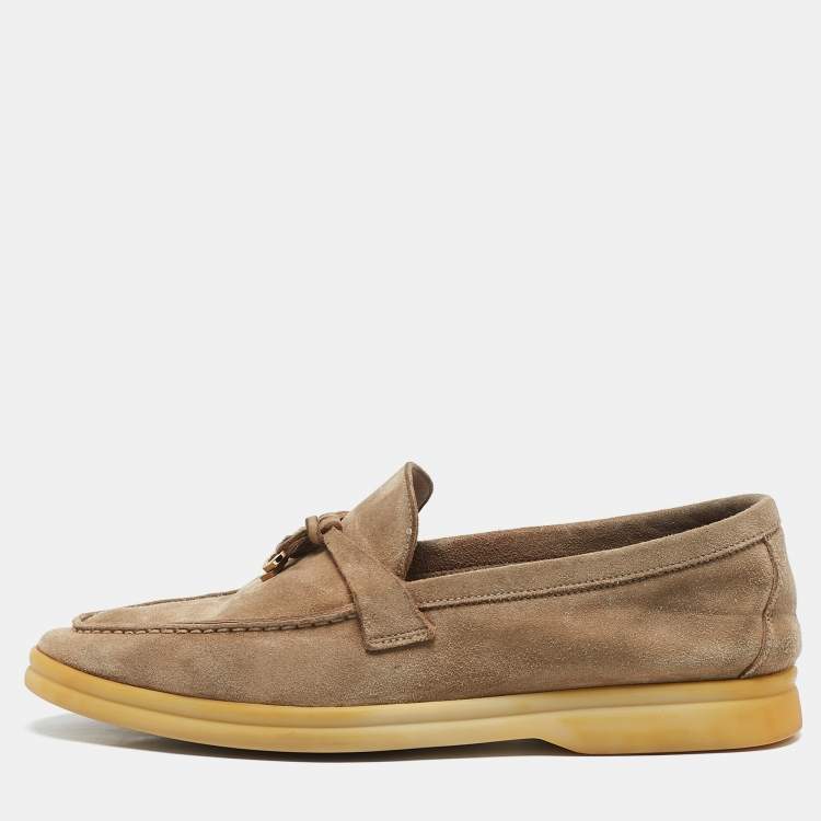 Pre Owned Loro Piana Beige Suede Summer Charms Walk Loafers Size 38