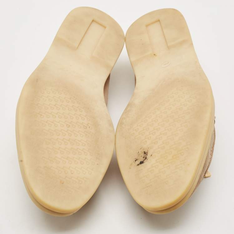 Pre Owned Loro Piana Beige Suede Summer Charms Walk Loafers Size 38.5