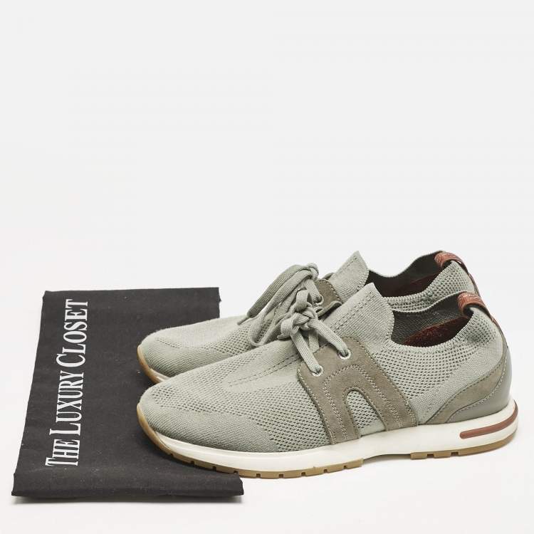 Pre Owned Loro Piana Grey Fabric 360 LP Flexy Walk Low Top Sneakers Size 38