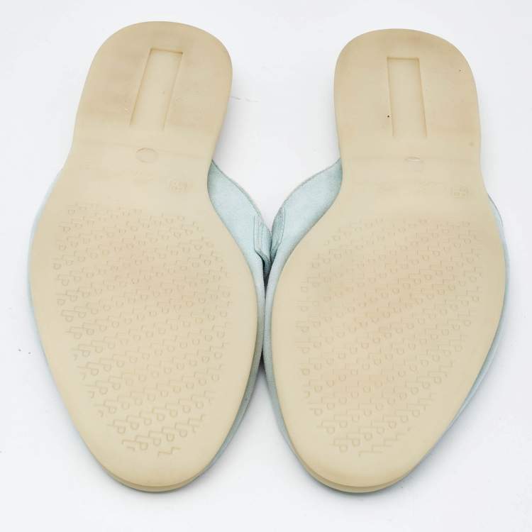 Pre Owned Loro Piana Light Turquoise Suede Summer Charms Walk Flats Size 37